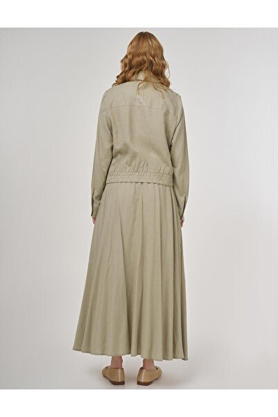 Kayra Linen Viscose Skirt Suit Mildew Green