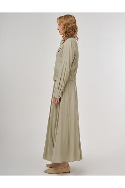 Kayra Linen Viscose Skirt Suit Mildew Green