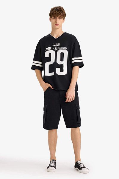 DeFacto Loose Fit Crew Neck Printed Short Sleeve T-Shirt F9646Ax25Hs