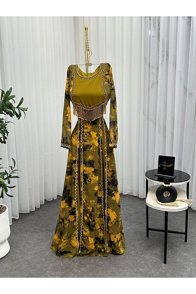 MEZON FASHION Evening dress with fringe bodice