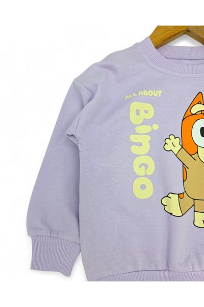 voyyo kids baby Girl's Character Printed Lilac Seasonal 2-3-4-5-6 Years Old Bottom Top Tracksuit Set