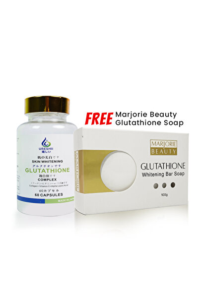 Ureshii كبسولات الجلوتاثيون المركبة 60 مع صابون الجلوتاثيون من مارغوري بيوتي