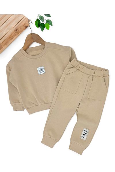 Egelite Boy's 3 Thread Unsharded 2-3-4-5-6 Years Old Thick Tracksuit Set with Coat Detail