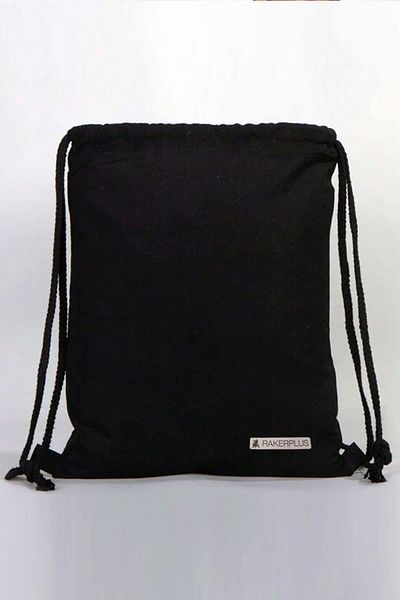 Rakerplus Black 35X40 cm Unisex Raw Cloth Drawstring Backpack Shoe Bag