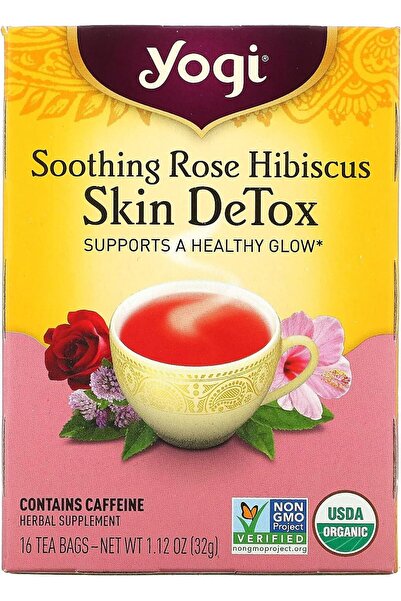 Yogi Tea شاي يوغي لإزالة السموم من الجلد، برائحة الورد والكركديه المهدئة، 16 ...