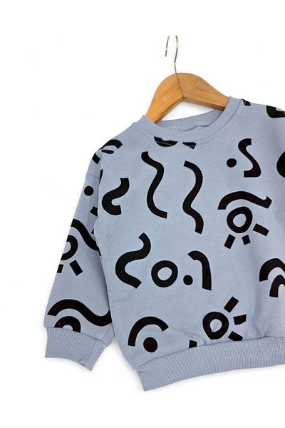 Ege Bebek Boy's Printed Thick 3 Thread Unsharmonized Bottom Top Tracksuit Set