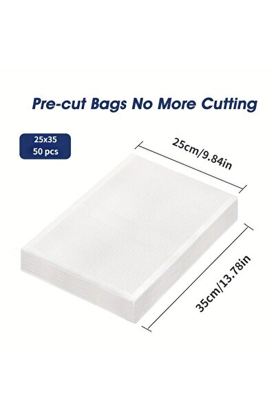 choice2 25 × 35 سم 50 قطعة 50 قطعة / المجموعة أكياس بلاستيكية مفرغة من الهواء خالية من مادة BPA لحفظ الطعام وإغلاقه بإحكام