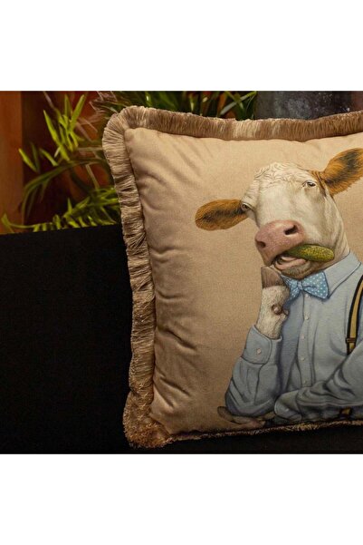 Adawall Mr. Cow (Mr. Cow) Pillow/Cushion (Filler Bead Fiber, Nation. Washing and Fading Certificate)