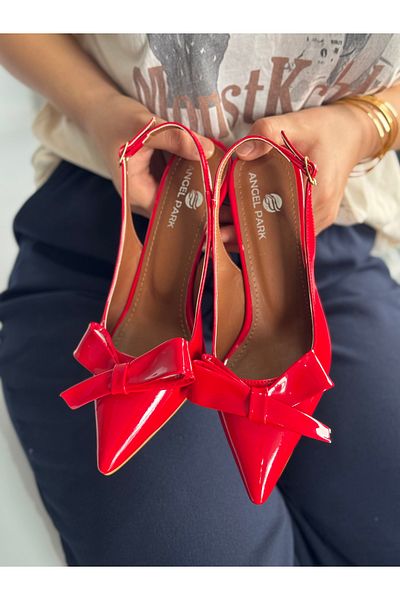 eformoda by emre yılmaz Women's Pointed Toe Bow Comfortable Classic Heeled Shoes Heel 7 cm Gm01