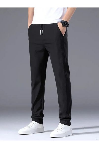 LOSSİA Men's Black Baggy Large Size Loose Fit Quality Flexible Comfortable Fabric Sweatpantsiııııı Dfghdfhyus