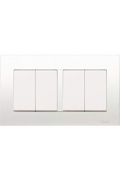 Schneider Electric KB34 Vivace White - مفتاح لوحة أحادي الاتجاه 4 عصابة - 16AX - أبيض