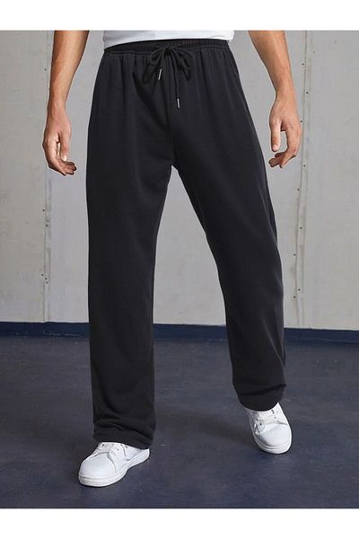 LOSSİA Men's Black Baggy Large Size Loose Fit Quality Flexible Comfortable Fabric Sweatpantsiııııı Dfghdfhyus
