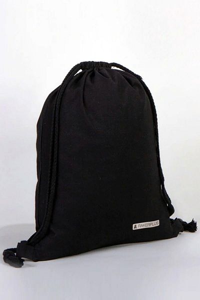 Rakerplus Black 35X40 cm Unisex Raw Cloth Drawstring Backpack Shoe Bag