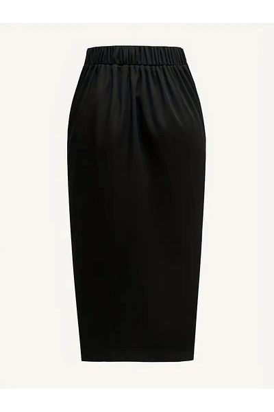 TRENDBUTİKOFFİCİAL Stylish Crepe Fabric Skirt with Straight Apparatus Detail
