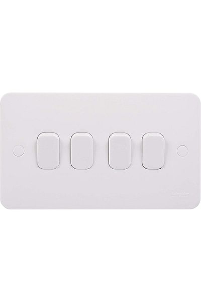 Schneider Electric مفتاح سلس ذو 4 مجموعات و2 اتجاهين و10 محاور، أبيض