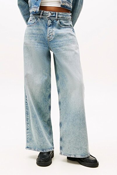Tommy Hilfiger Kadın Charlie Normal Bel Geniş Paça Jean Pantolon - Açık Mavi