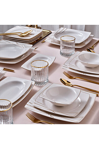 Güral Porselen GÜRAL PORSELEN Caroline 54 Parça 12 Kişilik Yemek Takımı 6729