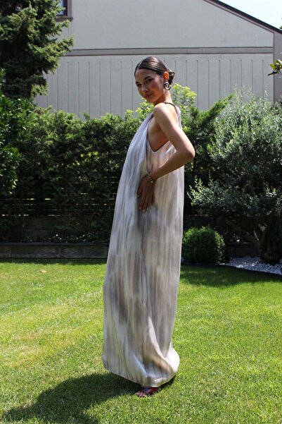 FABB Gri Batik Desenli Elbise