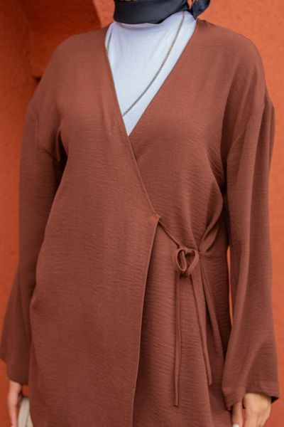 Tesettür Çarşım Beren Aerobin Kimono Suit-Coffee