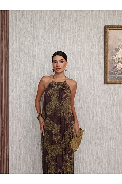 ESRAHELVACI Rochie lungă din jacquard decoltată