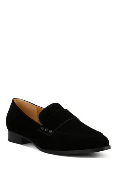 london Rag Studded Suede Loafers in Black