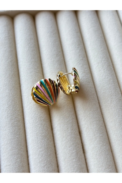 lotusbybuket Multicolor Sea Shell Gold Steel Earrings