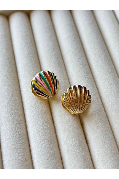 lotusbybuket Multicolor Sea Shell Gold Steel Earrings