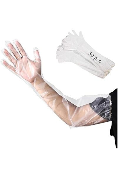 Generic 50Pcs Disposable Long Arm Gloves with Elastic Cuff, 23.6inch Househol...