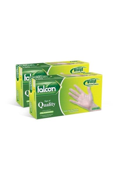 Generic قفازات فينيل من فالكون - شفافة مُغطاة مسبقًا ببودرة - كبيرة جدًا (عبو...