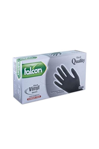 Generic Falcon Vinyl Gloves - Black Powder Free 100 pieces (Medium)