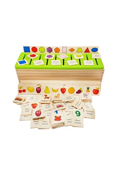 OEM Montessori wooden sorting game with 88 pieces, bilingual (Romanian/English), educational