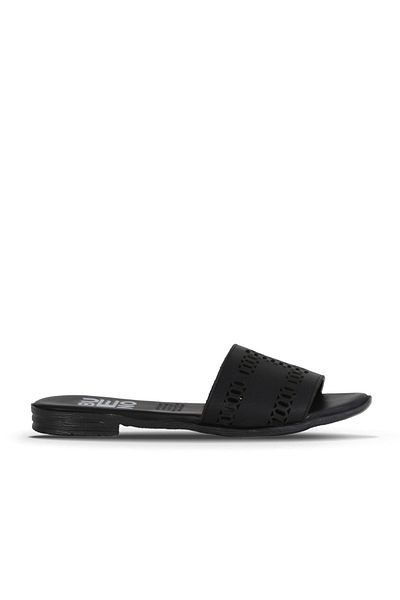 Bueno Shoes Black Leather Women's Flat Slippers 01We2302