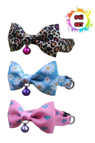 Cocopet طقم ربطة عنق للقطط مكون من 3 قطع مع ربطة عنق وجرس 17-30 سم قابل للتعديل وربطة عنق للقطط