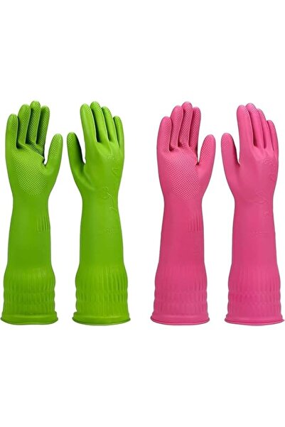 Generic قفازات غسيل الأطباق ChicAbode، زوجان للمطبخ، قفازات تنظيف مطاطية، قفا...