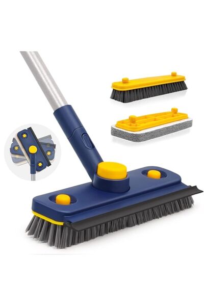 Generic فرشاة تنظيف بلاط حوض الاستحمام PINKE 3 في 1، فرشاة استحمام بمقبض طويل...