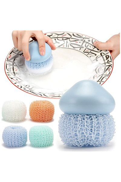 Generic SYOSI Dish Brushes, Dish Scrubber, Sponges for Dishes, Reusable and Sturdy Mesh Scourers Round Dish