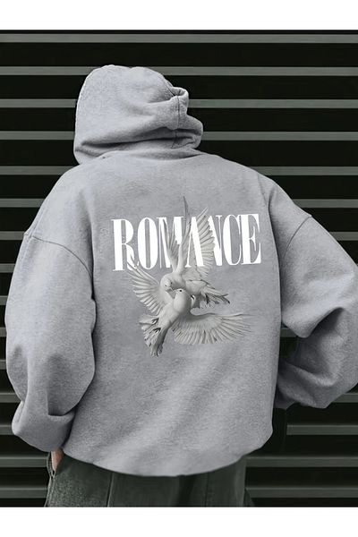 uyguntarz Unisex Romance Sirt Detailed Printed Oversize Sweatshirt