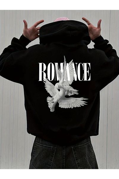uyguntarz Unisex Romance Sirt Detailed Printed Oversize Sweatshirt