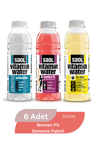 saol vitamin water Women Vitality Pack - Women Fit Antioxidant C+Mix 6’lı Paket | 500 ml Şekersiz Kadın Vitamin Seti