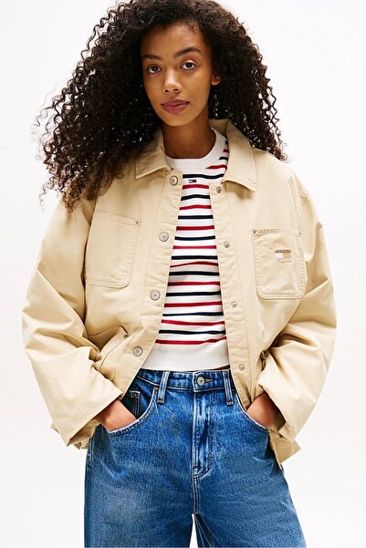 Tommy Hilfiger Kadın Yama Cepli İş Ceketi - Bej