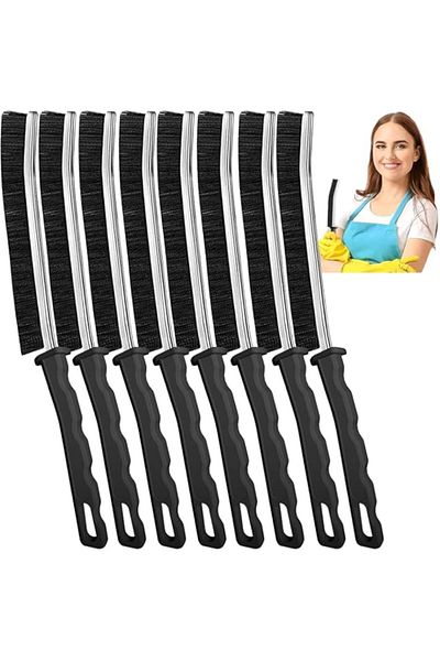 Generic 8 Pcs Black Crevice Cleaning Brush,Bathroom Gap Brush,Thin Crevice Cleaning Brushes for Narrow Corn