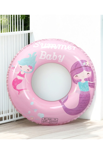 Fab N Funky حلقة سباحة للأطفال بتصميم حورية البحر، متينة وقابلة للنفخ، آمنة ل...