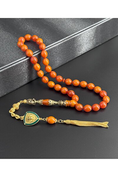 Tesbih-i Hazır Tesbihçilik BRONZ KURT Nakkaş İmameli Özel Üretim Sıkma Kehrib...