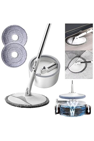 Generic مجموعة ممسحة ودلو برأس دوار 360 درجة، معصرة بدون استخدام اليدين، ومقب...