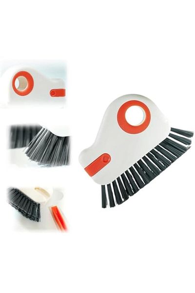 Generic 2-in-1 Window Track Cleaning Brush, Hard Bristle Groove Cleaner with Hidden Scraper, White and Oran