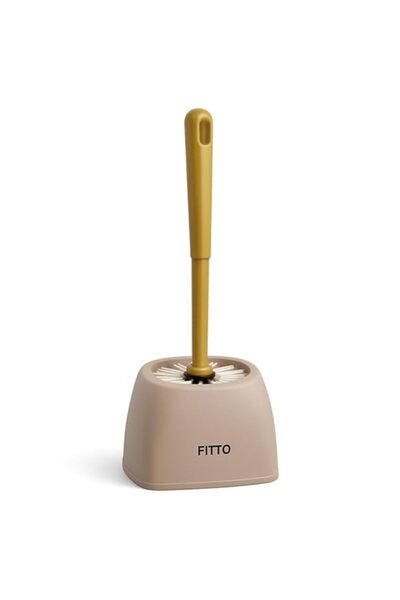 Generic FITTO Plastic Toilet Brush – Double-Sided Bristles with Curved Long Handle for Indian Style Toilets