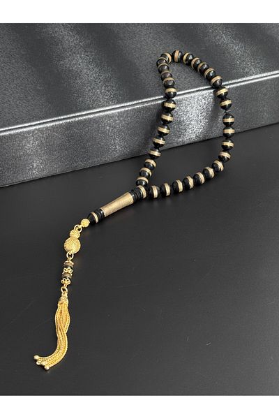 Tesbih-i Hazır Tesbihçilik Brass Processing Sphere Kuka Rosary with 14K Gold Plated Tassel Design