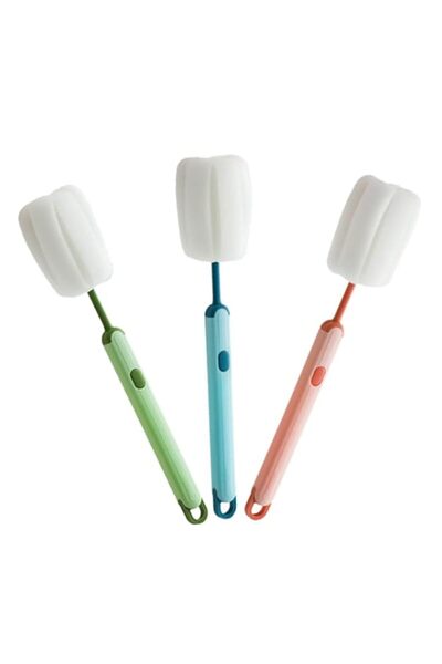 Generic FLYGIRL 3 قطع فرشاة زجاجات أداة تنظيف المطبخ فرشاة إسفنجية بمقبض طويل...