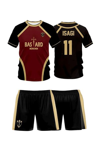 Karakedi Black Maroon Anime Blue Lock 11 Isagi Jersey Shorts Suit