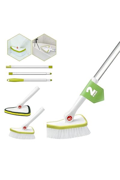 Generic Cleaning Brush, 2 in 1 Tub Tile Scrubber Brush Sponge with 46'' Extendable Long Lightweight Handle,